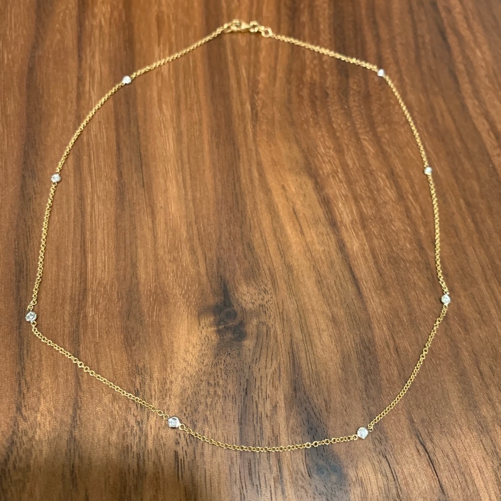14k Yellow Gold Diamond Necklace (16”)